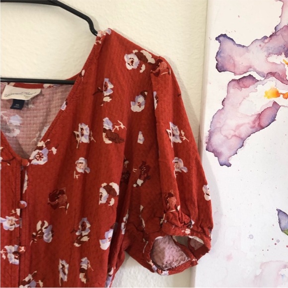 Universal Thread burnt orange floral dress - Picture 2 of 5